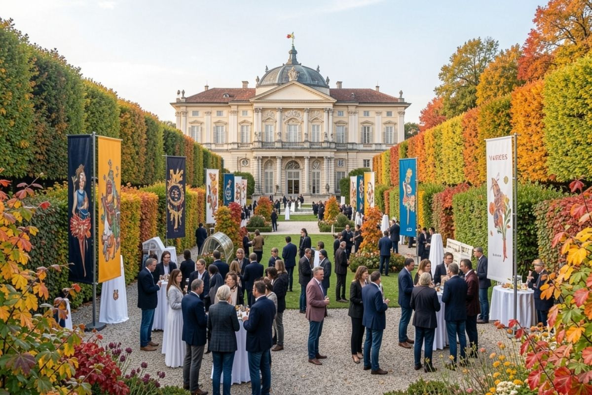 Panorama dei Giardini Estensi a Varese con persone che partecipano agli eventi
